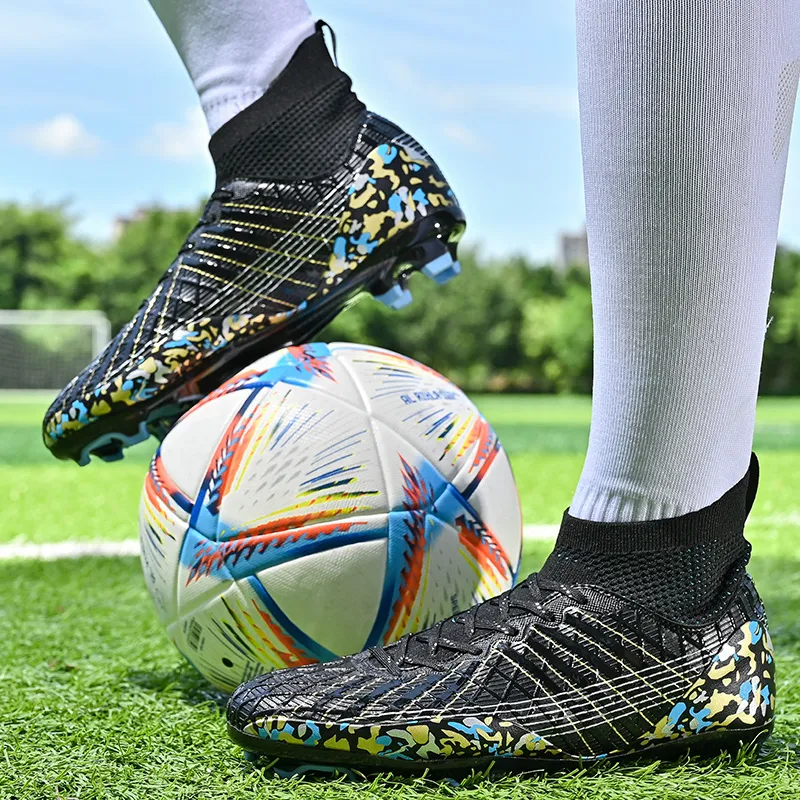 Kuding Soccer Shoes Unisex High Top White/Aqua/Black-16