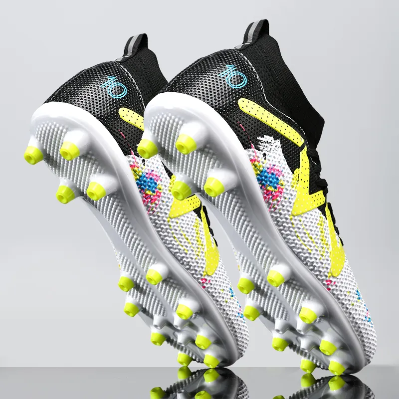 Kuding Soccer Shoes Unisex Low Top Pink/White Gray/White/Neon Green-18