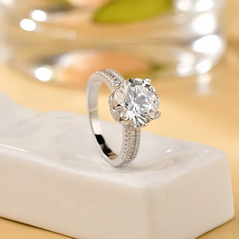 Stone On The Line S925 Silver Moissanite Rings Unisex-1
