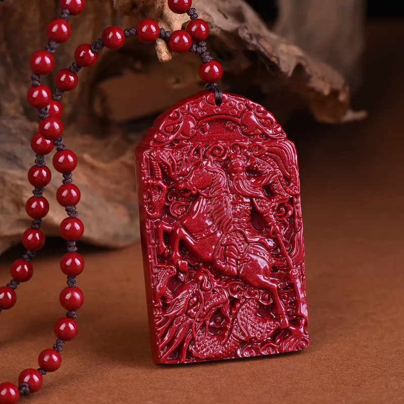 Stone On The Line Cinnabar Jade Pendants Unisex-3