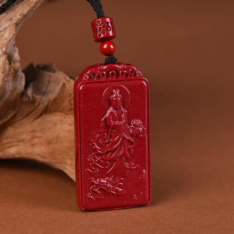 Stone On The Line Cinnabar Pendants Unisex-3