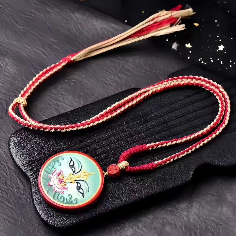 Stone On The Line Reconstructed Cinnabar Necklaces Unisex-1