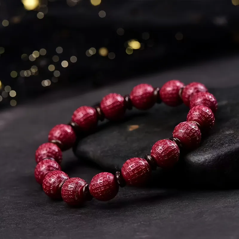 Stone On The Line Cinnabar Jade Bracelets Unisex-2