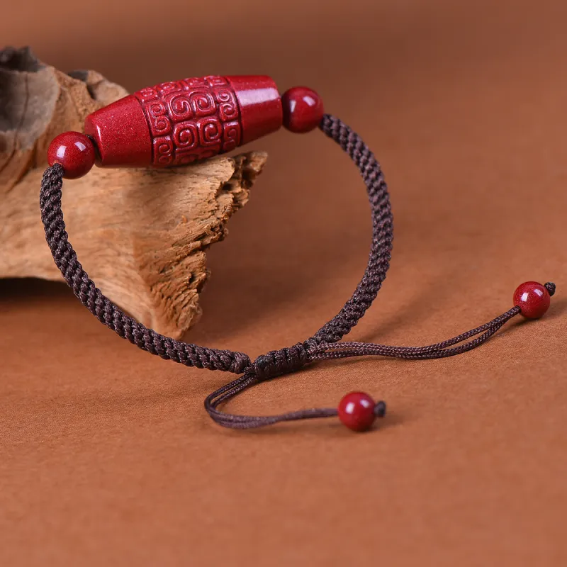 Stone On The Line Cinnabar Jade Bracelets Unisex-2