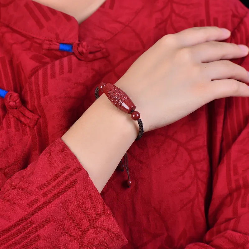 Stone On The Line Cinnabar Jade Bracelets Unisex-5