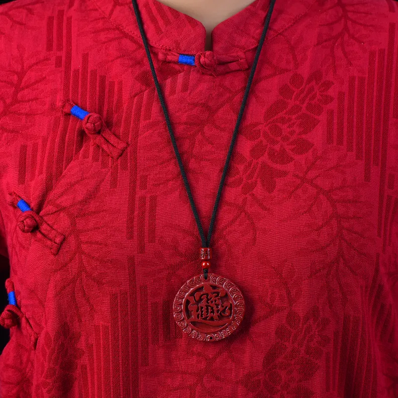 Stone On The Line Reconstructed Cinnabar Necklaces Unisex-5
