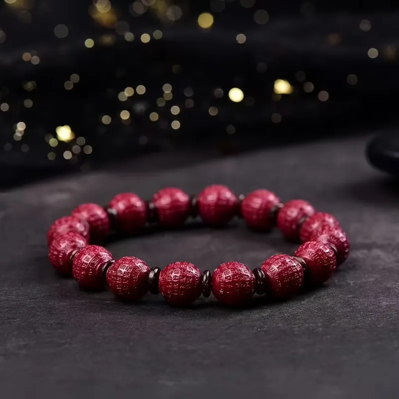 Stone On The Line Cinnabar Jade Bracelets Unisex-5