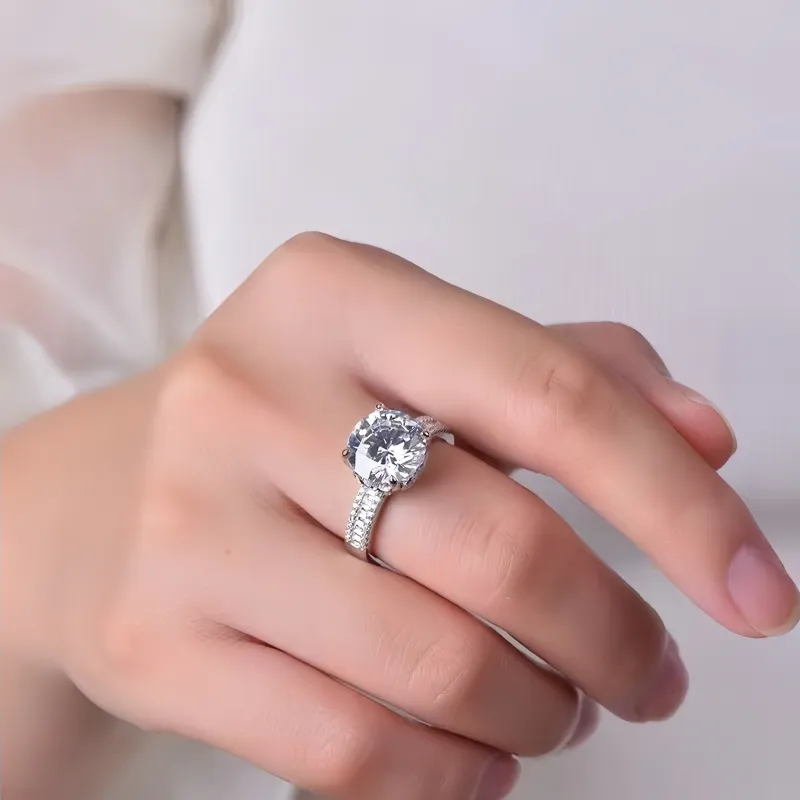 Stone On The Line S925 Silver Moissanite Rings Unisex-4