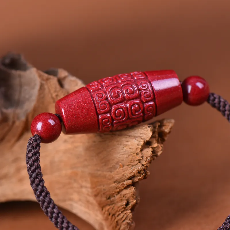 Stone On The Line Cinnabar Jade Bracelets Unisex-3