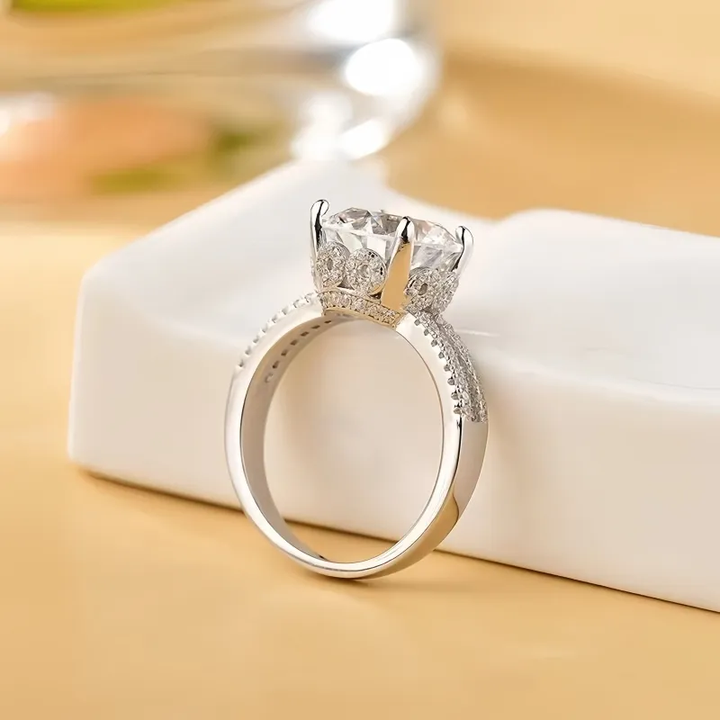Stone On The Line S925 Silver Moissanite Rings Unisex-3