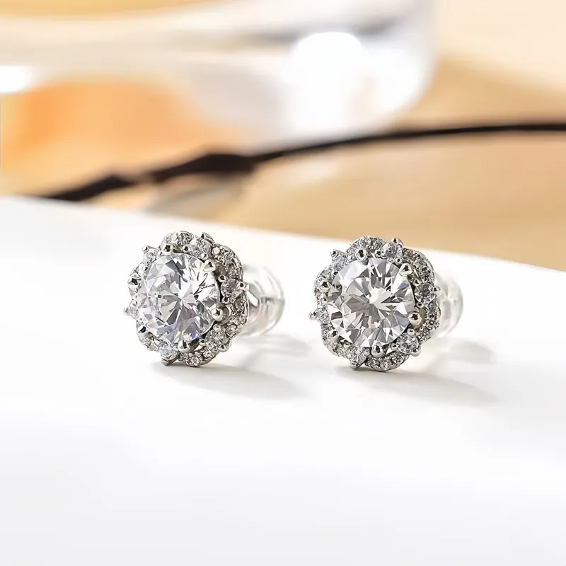 Stone On The Line 925 Sterling Silver Stud Earrings Unisex-2