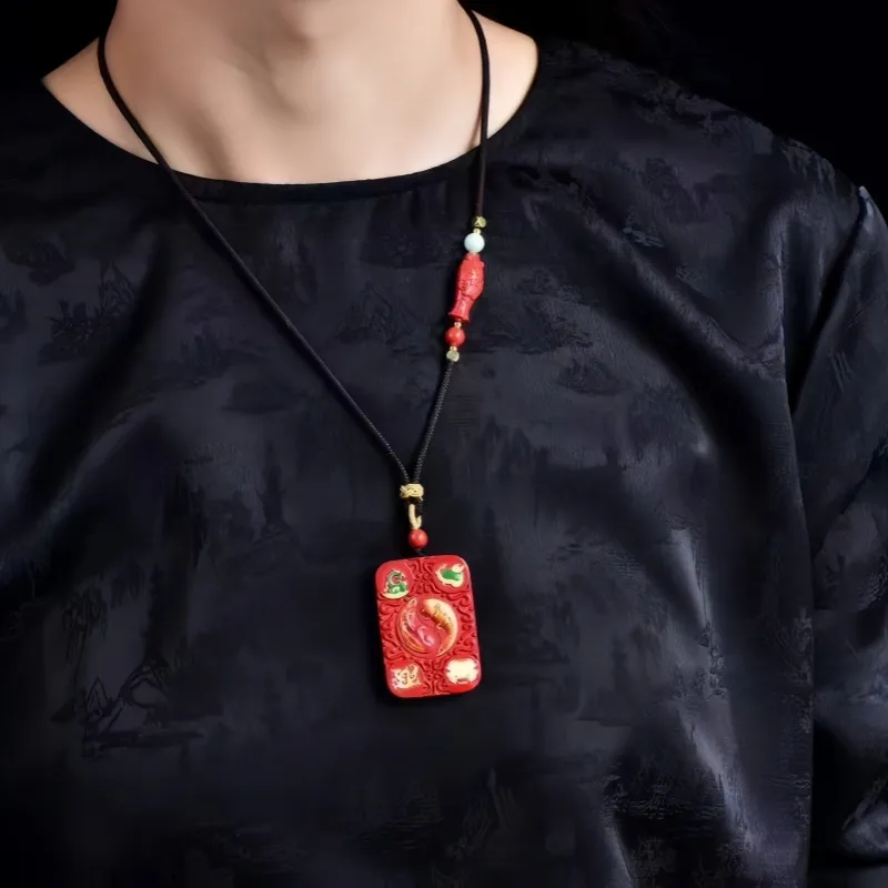 Stone On The Line Cinnabar Pendants Unisex-6