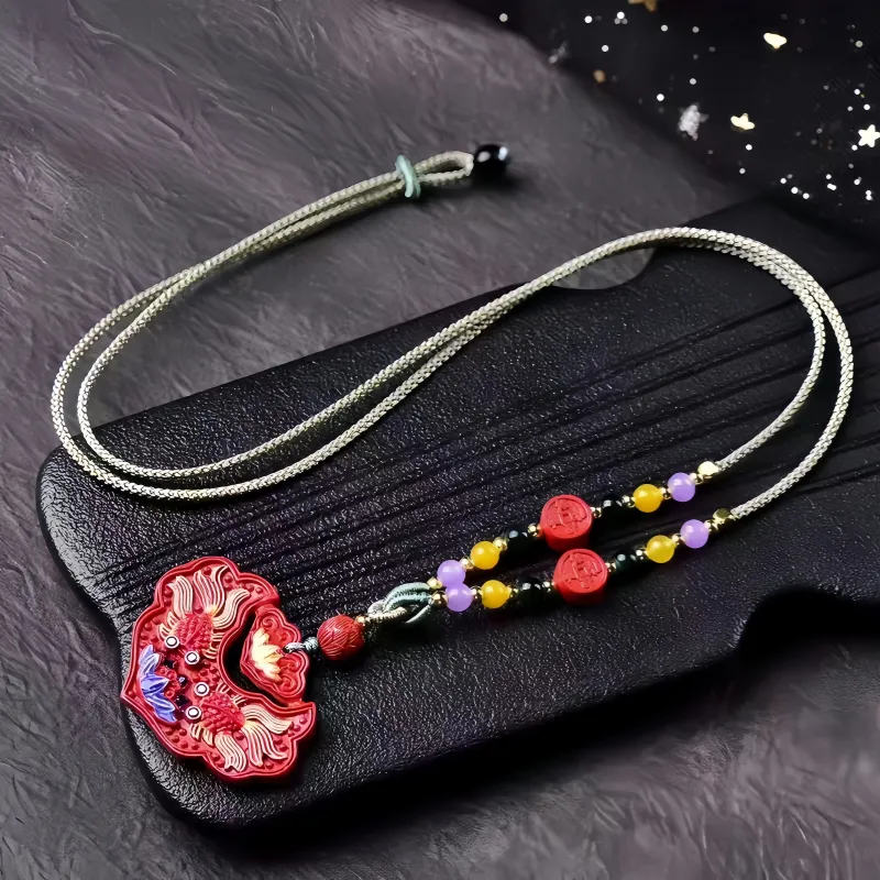 Stone On The Line Cinnabar Pendants Unisex-1