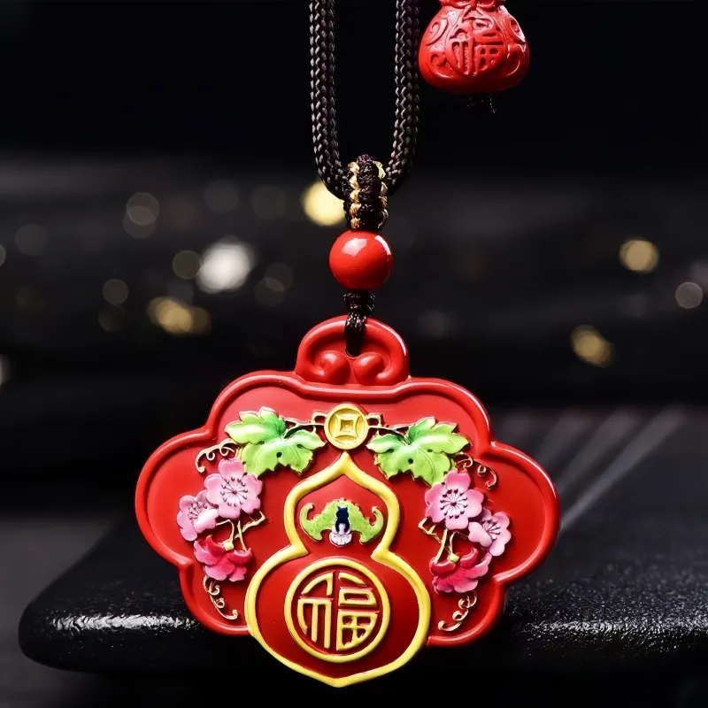 Stone On The Line Cinnabar Pendants Unisex-3