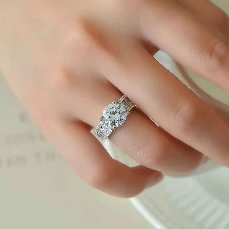 Stone On The Line S925 Silver Moissanite Rings Unisex-1