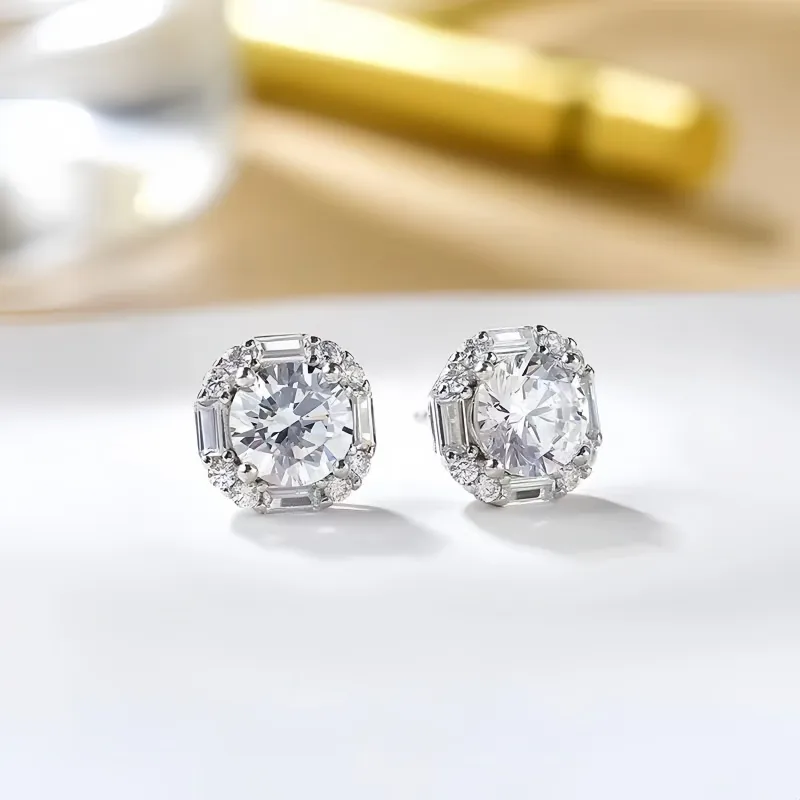 Stone On The Line Moissanite Stud Earrings Women's-2