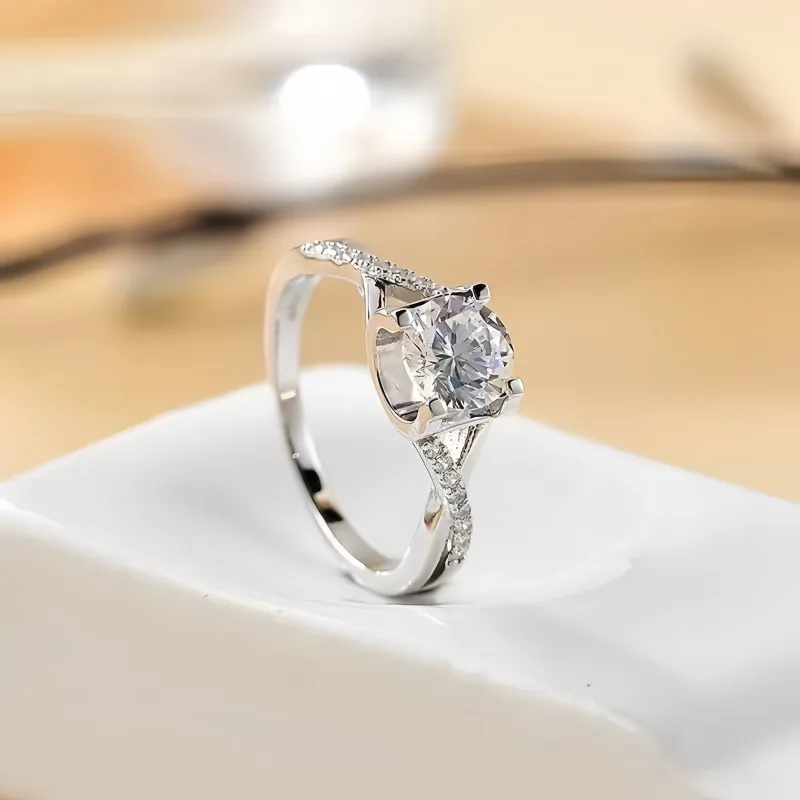 Stone On The Line S925 Silver Moissanite Rings Women's-4