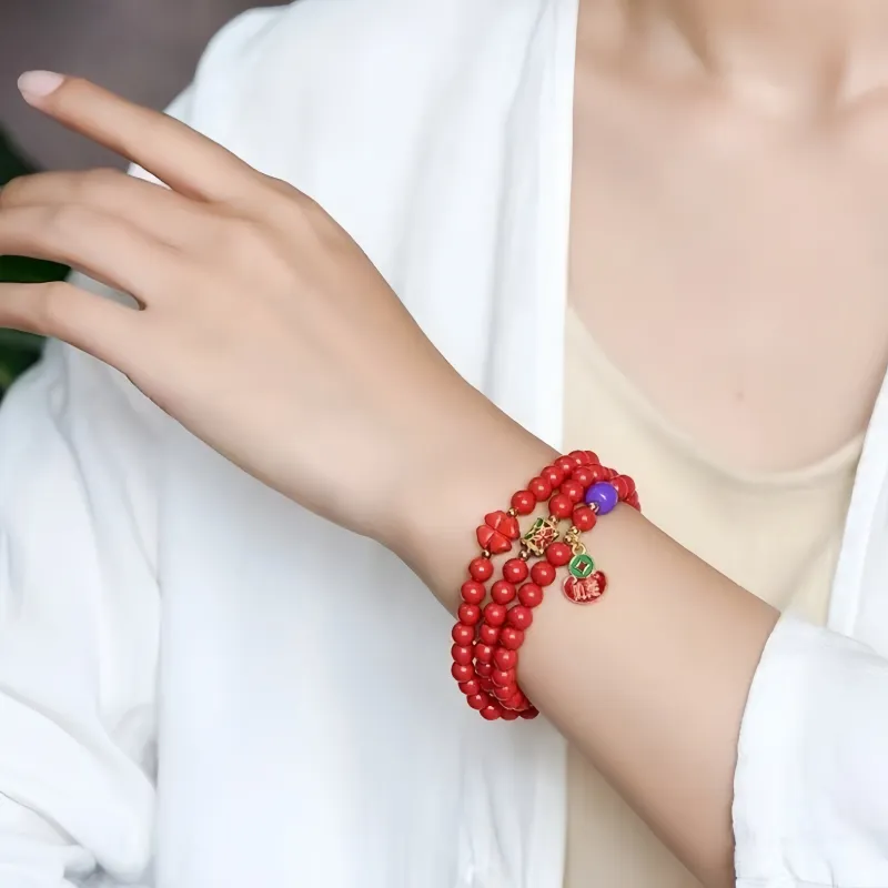 Stone On The Line Reconstructed Cinnabar Bracelets Unisex-6