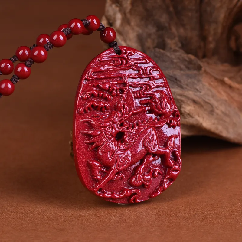 Stone On The Line Cinnabar Pendants Unisex-3