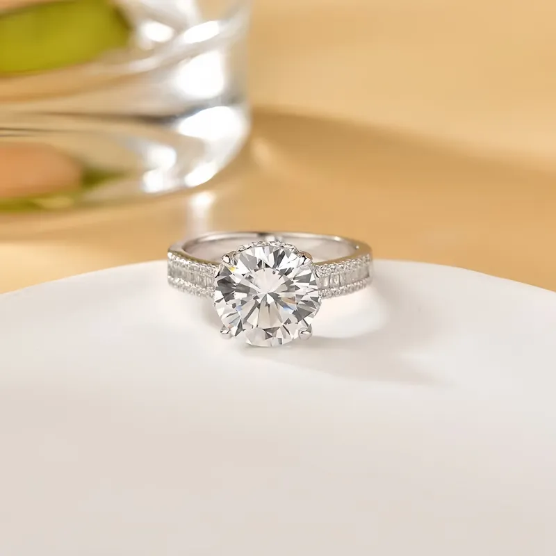 Stone On The Line S925 Silver Moissanite Rings Unisex-2