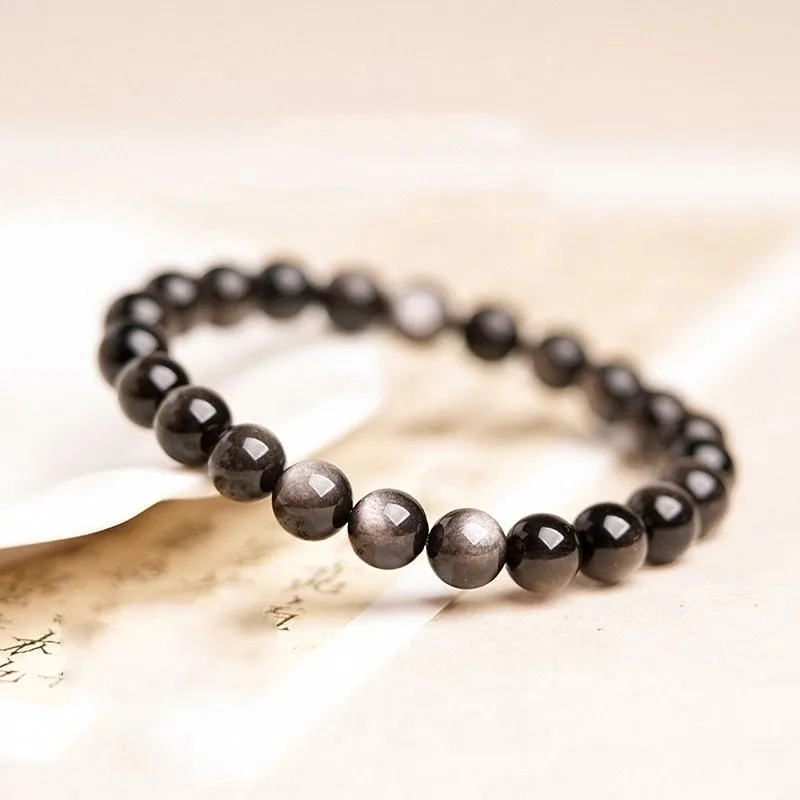 Stone On The Line Obsidian Bracelets Unisex-3