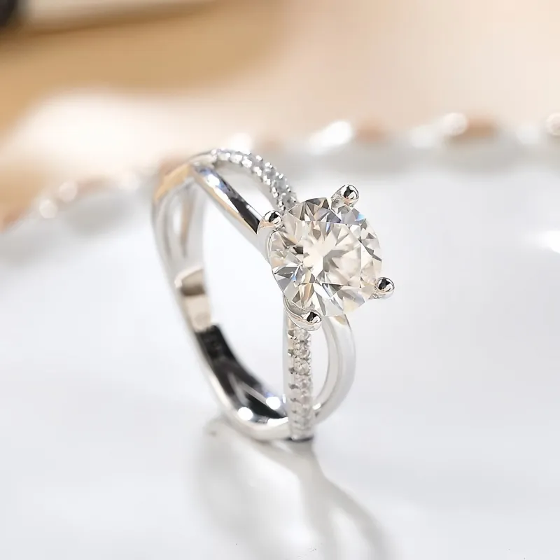 Stone On The Line S925 Silver Moissanite Rings Women's-4