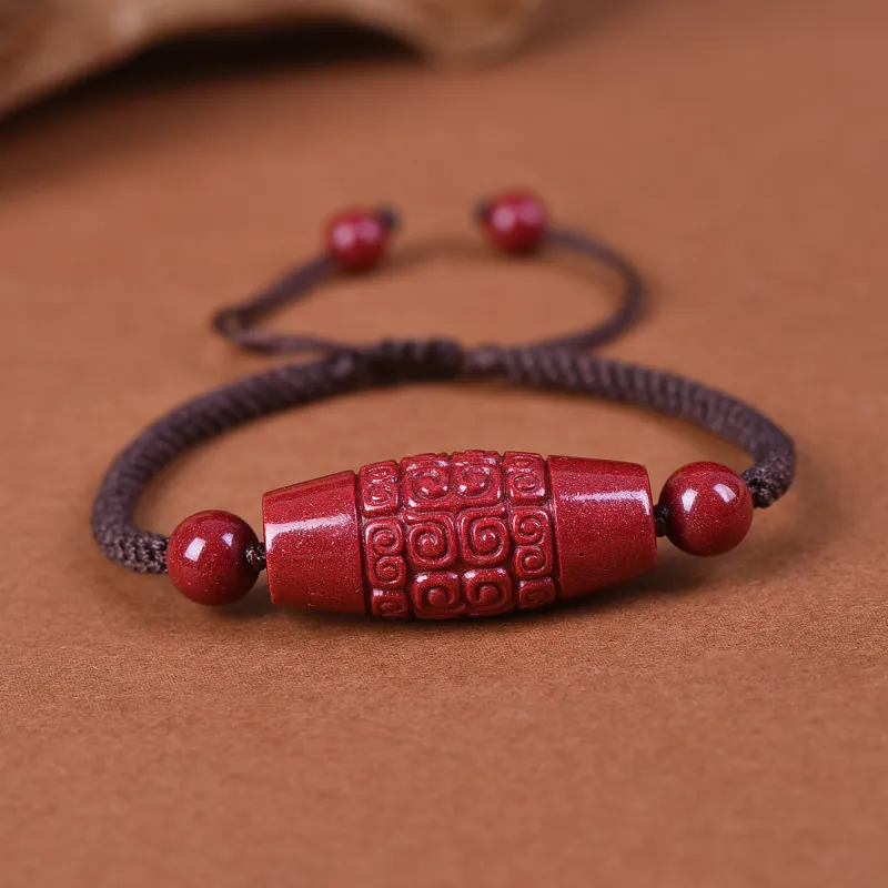 Stone On The Line Cinnabar Jade Bracelets Unisex-1