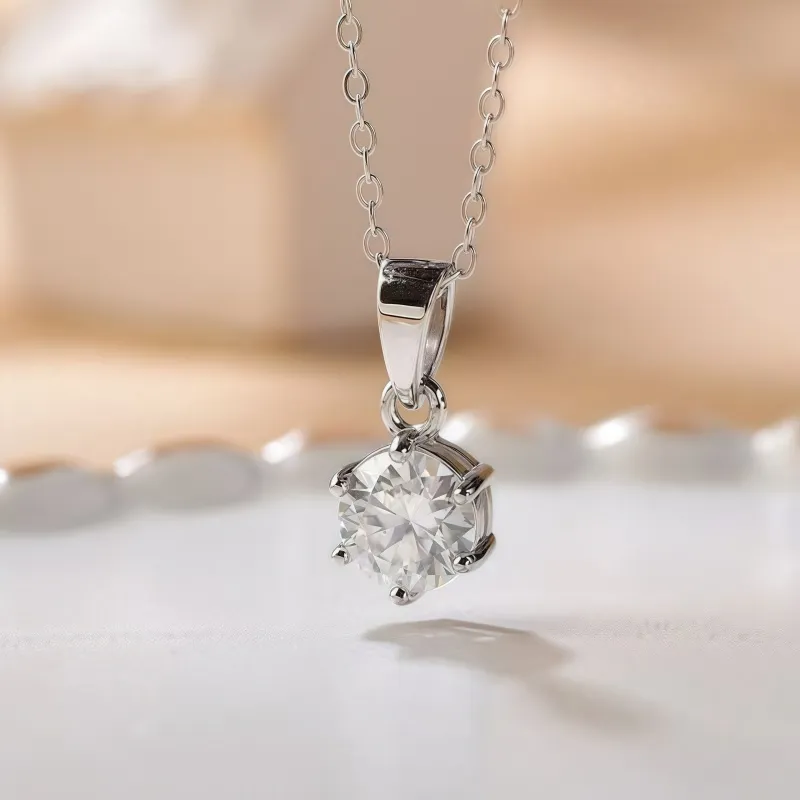 Stone On The Line S925 Sterling Silver Moissanite Necklaces Women's-5