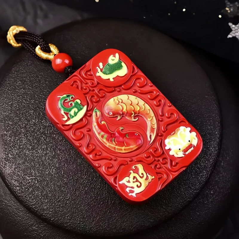 Stone On The Line Cinnabar Pendants Unisex-5