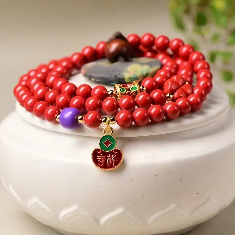 Stone On The Line Reconstructed Cinnabar Bracelets Unisex-3