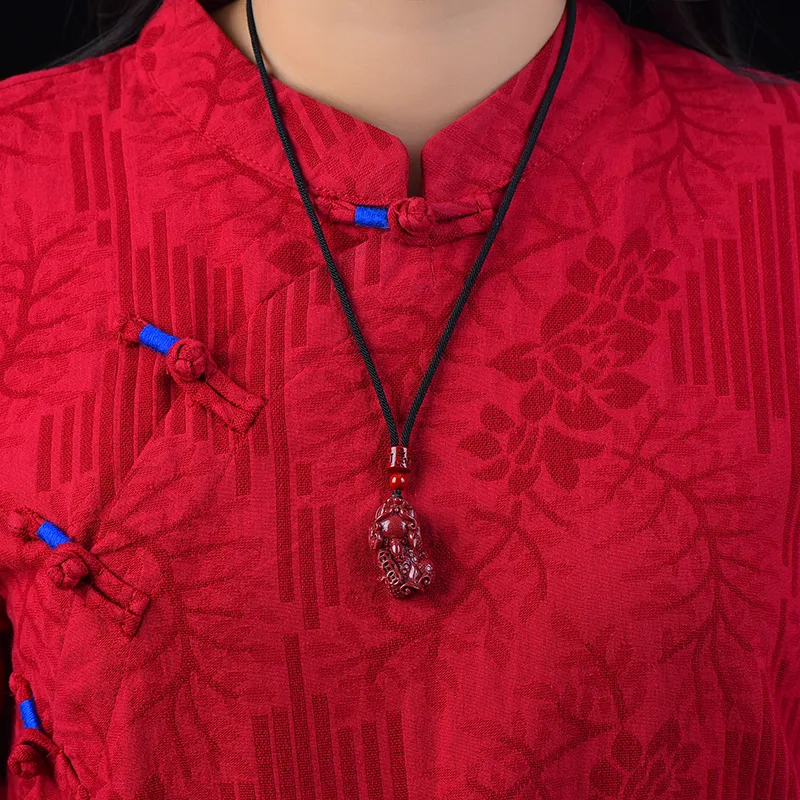 Stone On The Line Cinnabar Jade Pendants Unisex-5