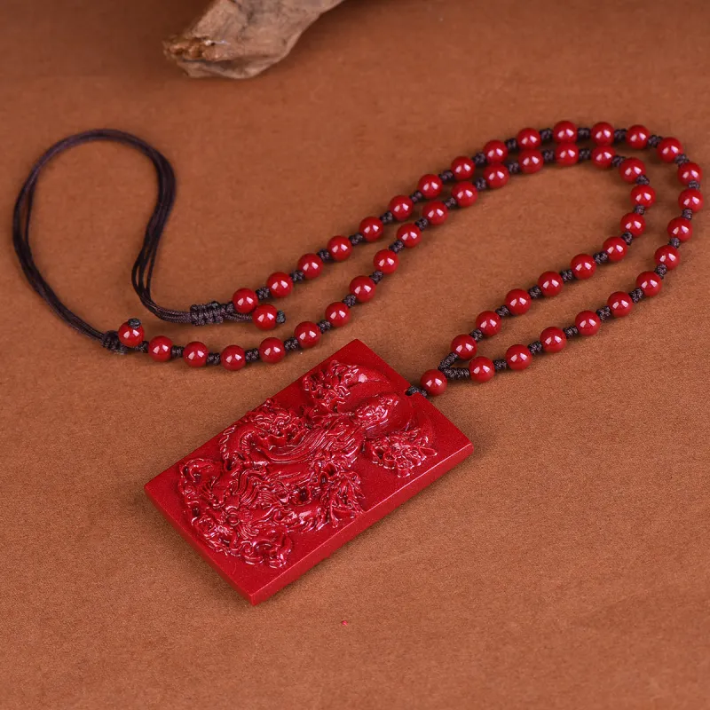 Stone On The Line Cinnabar Pendants Unisex-4