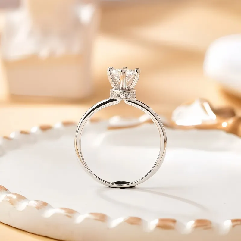 Stone On The Line S925 Silver Moissanite Rings Women's-3