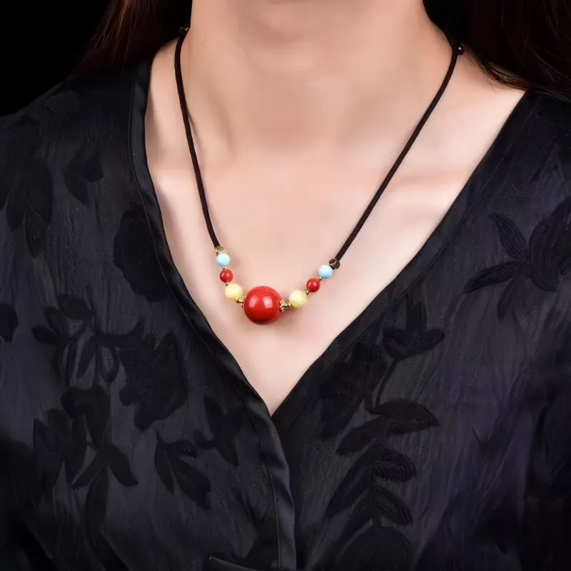 Stone On The Line Cinnabar Necklaces Unisex-6