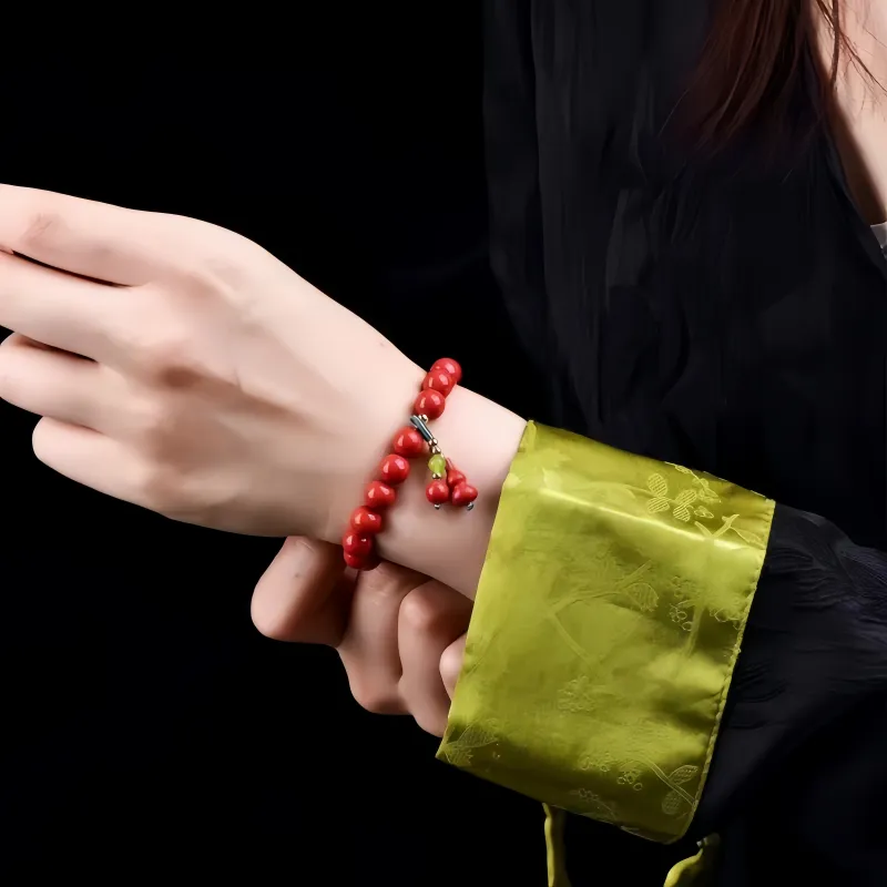 Stone On The Line Reconstructed Cinnabar Bracelets Unisex-6