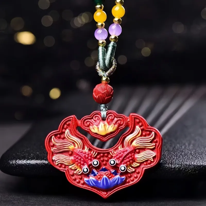 Stone On The Line Cinnabar Pendants Unisex-4