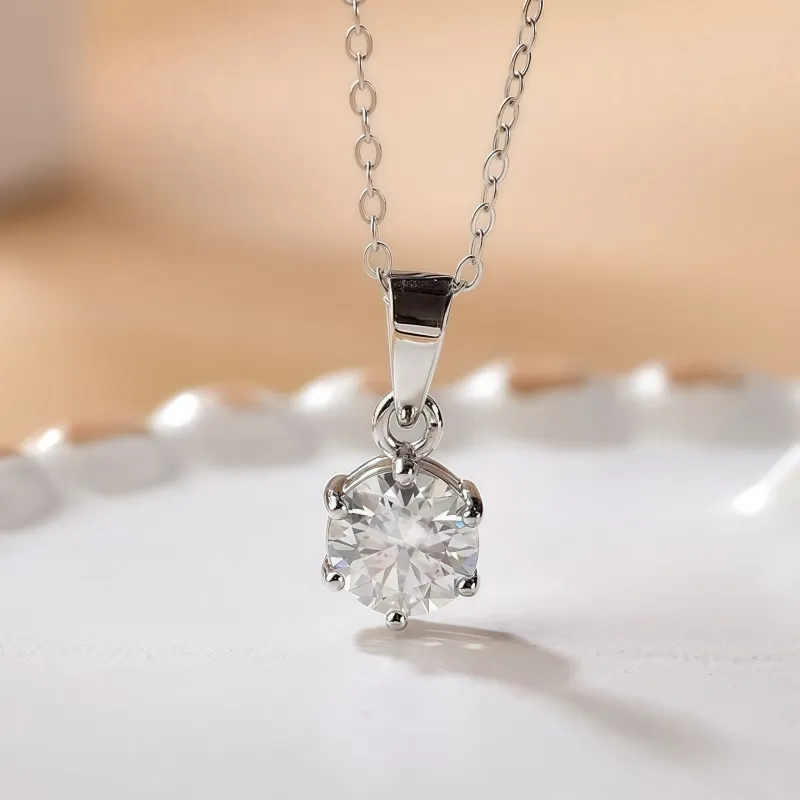 Stone On The Line S925 Sterling Silver Moissanite Necklaces Women's-1
