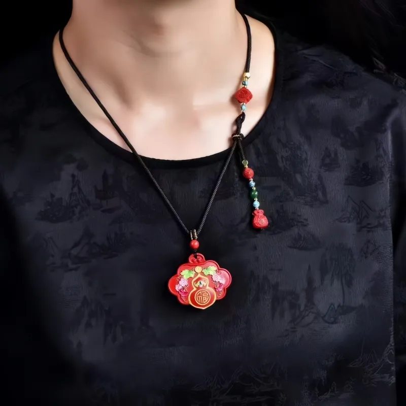 Stone On The Line Cinnabar Pendants Unisex-6