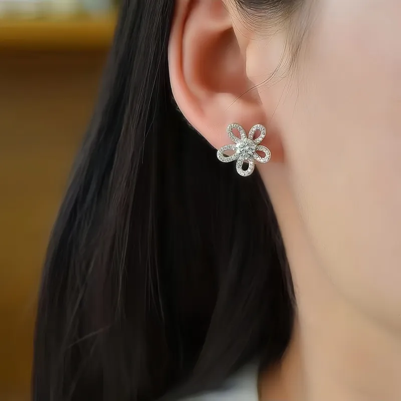 Stone On The Line 925 Sterling Silver Stud Earrings Unisex-4