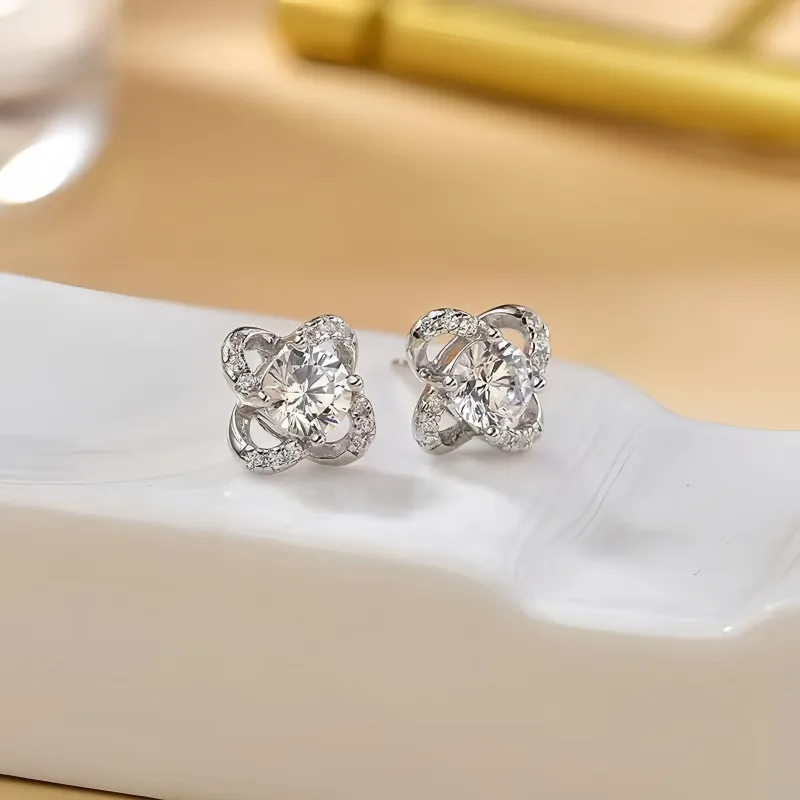 Stone On The Line 925 Silver Moissan Stud Earrings Women's-4