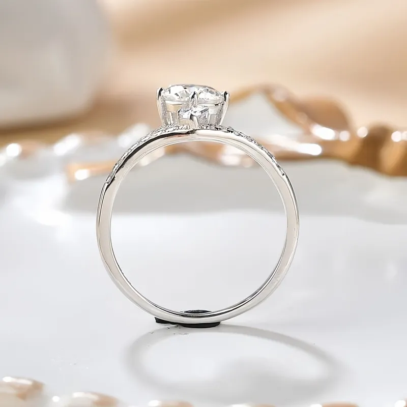 Stone On The Line S925 Sterling Silver Moissanite Rings Women's-2