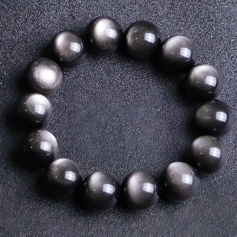 Stone On The Line Obsidian Bracelets Unisex-7