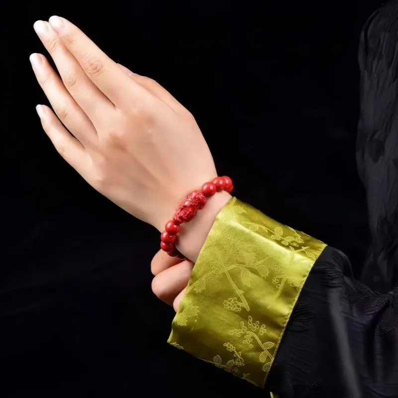 Stone On The Line Cinnabar Jade Bracelets Unisex-5