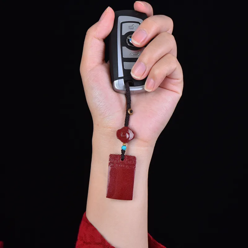 Stone On The Line Reconstructed Cinnabar Keychains Unisex-5