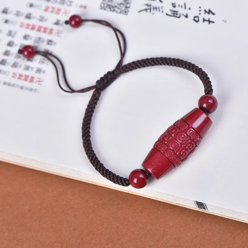 Stone On The Line Cinnabar Jade Bracelets Unisex-4