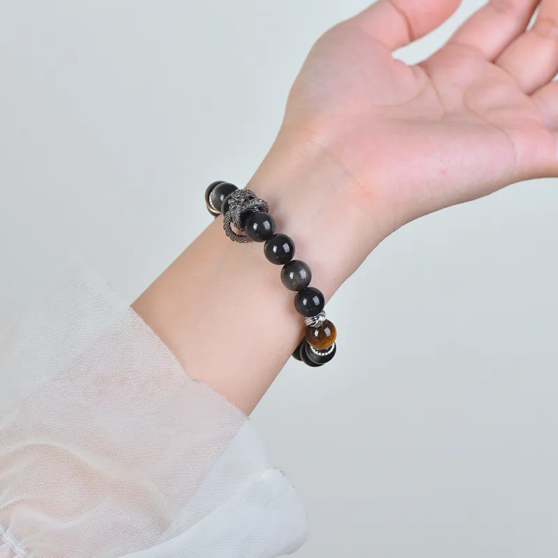 Stone On The Line Obsidian Bracelets Unisex-5