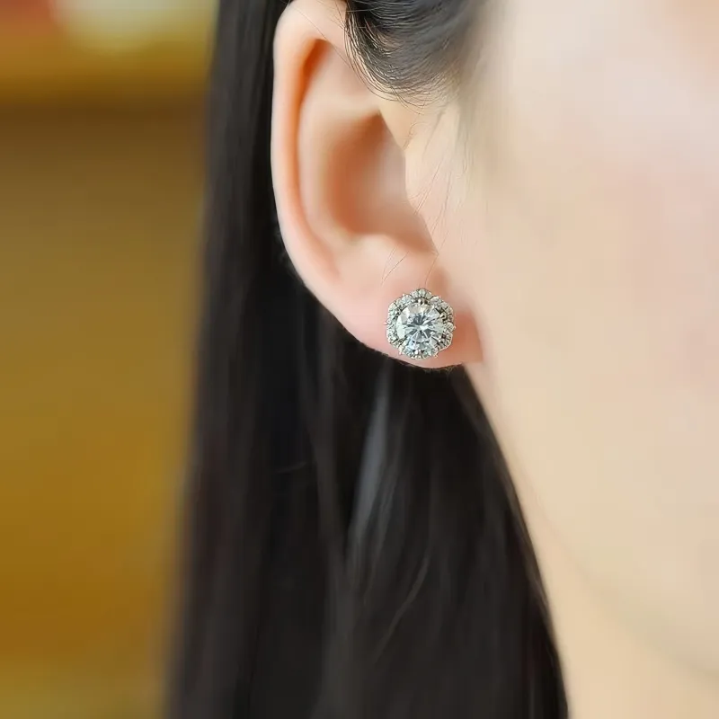 Stone On The Line 925 Sterling Silver Stud Earrings Unisex-5