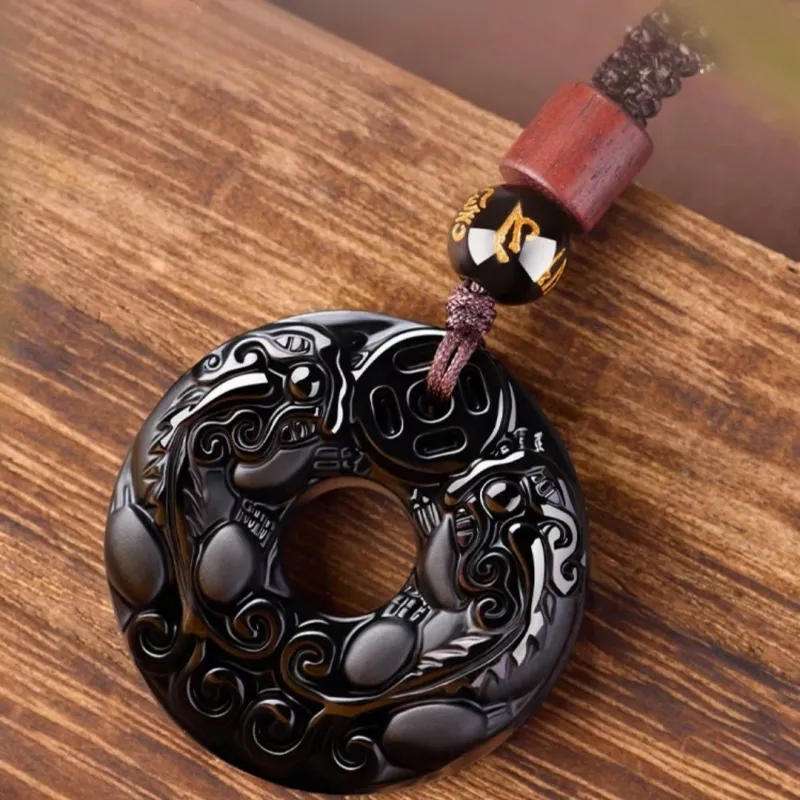 Stone On The Line Obsidian Pendants Unisex-2