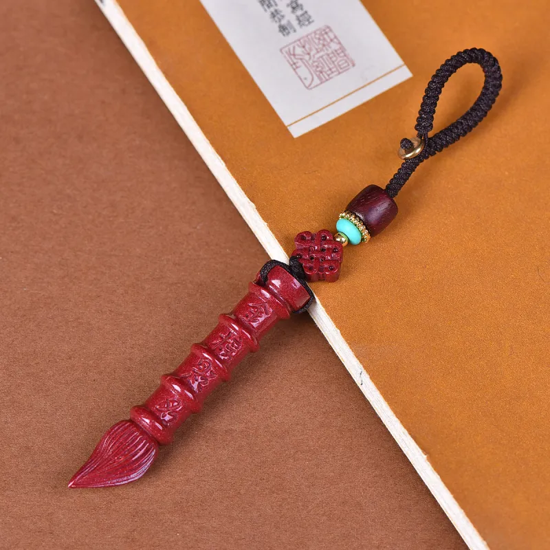 Stone On The Line Reconstructed Cinnabar Carved Jade Ornaments Unisex-2