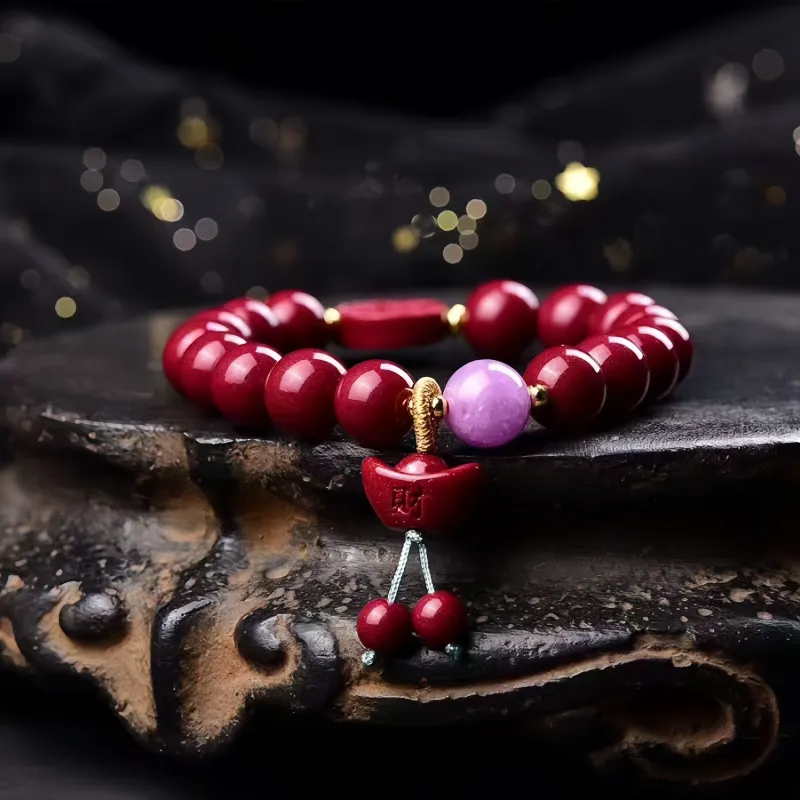 Stone On The Line Reconstructed Cinnabar Bracelets Unisex-2